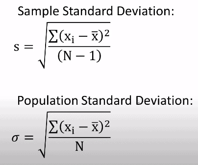 Sample standard deviation and population standard deviation formula